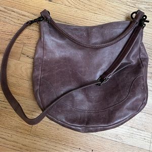 Frye Melissa Washed Italian Leather Hobo Bag with Crossbody Strap, Lavender